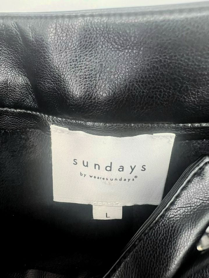 SUNDAYS By WEARESUNDAYS Size L Black Faux Leather Pants NWT