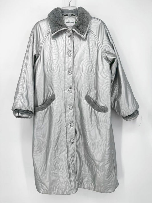 HOUSE OF SUNNY Size 6 Silver Swirl Fleece-Lined Coat