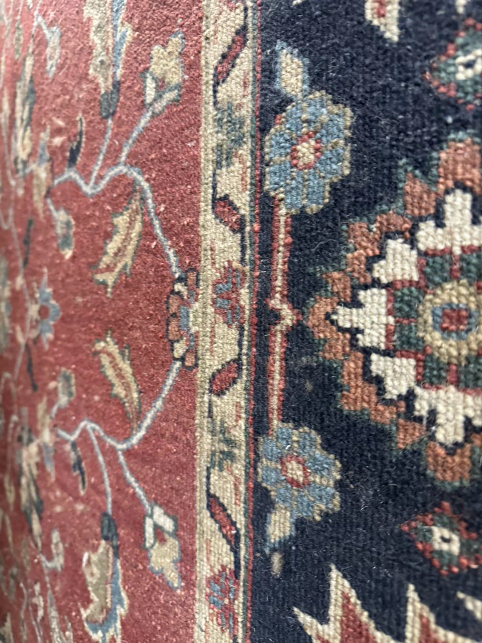 ETHAN ALLEN Red & Blue Mughal Kashan Area Rug