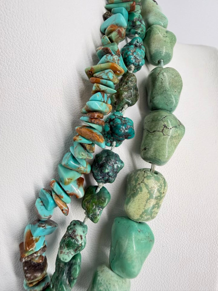 Blue & Green Turquoise 3 Strand Necklace