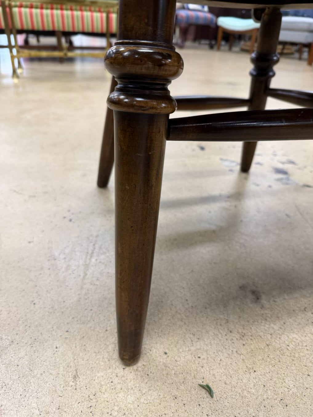CENTURY Wood Captain Cane Back Chair w/ Brown Leather Seat