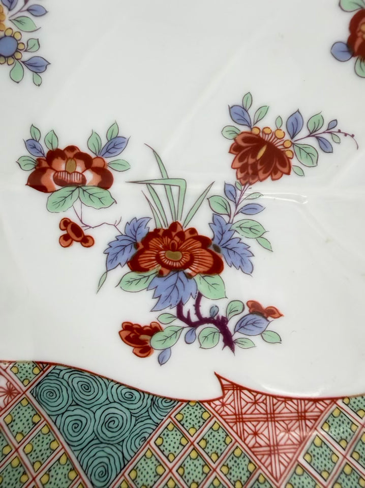 MOTTAHEDEH White, Rust & Green Porcelain Hand Painted Dish
