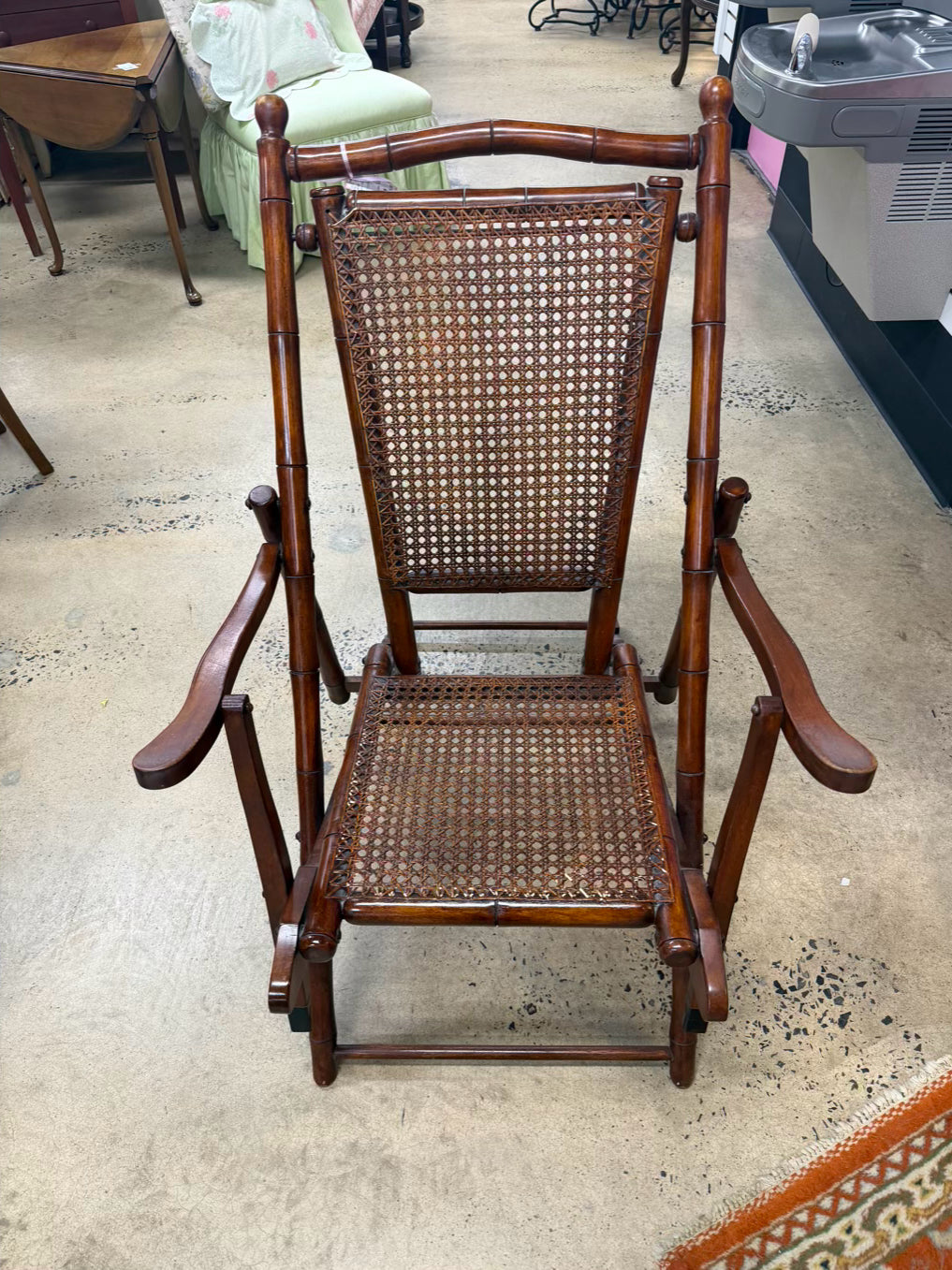 VINTAGE Wood & Cane Steamer Chair