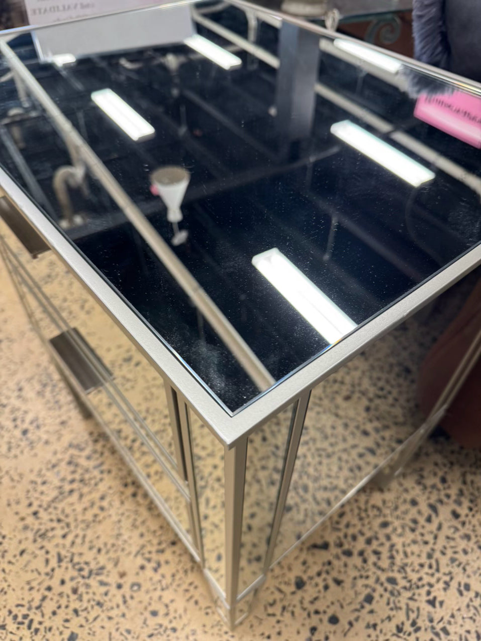Mirrored 2-Drawer End Table