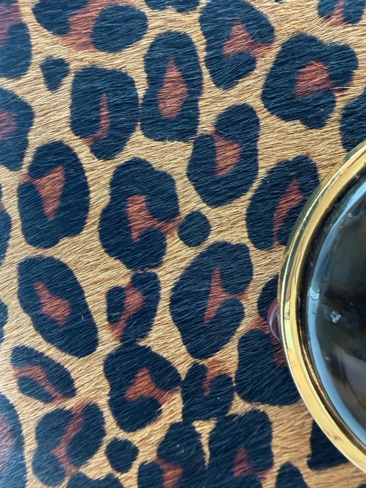 LIZZIE FORTUNADO Brown & Red Calf Leather Animal Print Purse