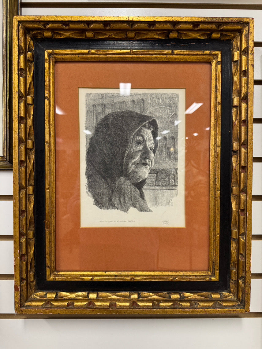 EMANUEL SCHARY "Then I'll Leave As Softly As I Came" Print in Black & Gold Frame
