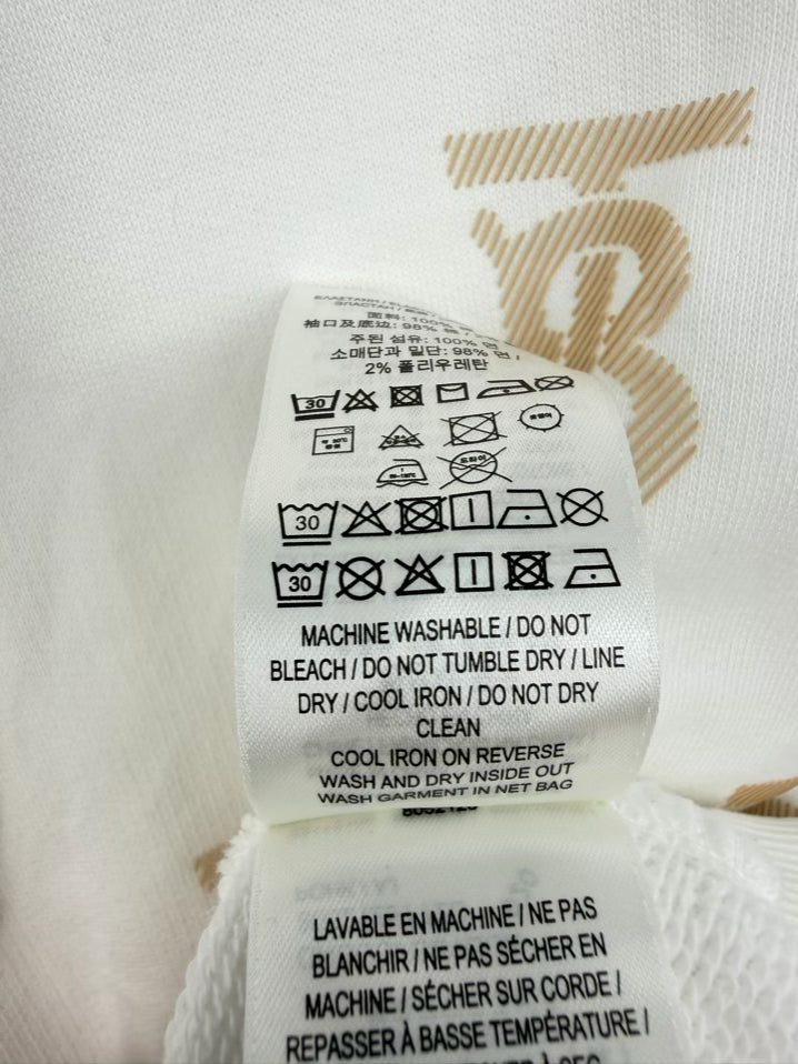 BURBERRY LONDON Wmn's Size M White & Beige Print Monogram Hoodie