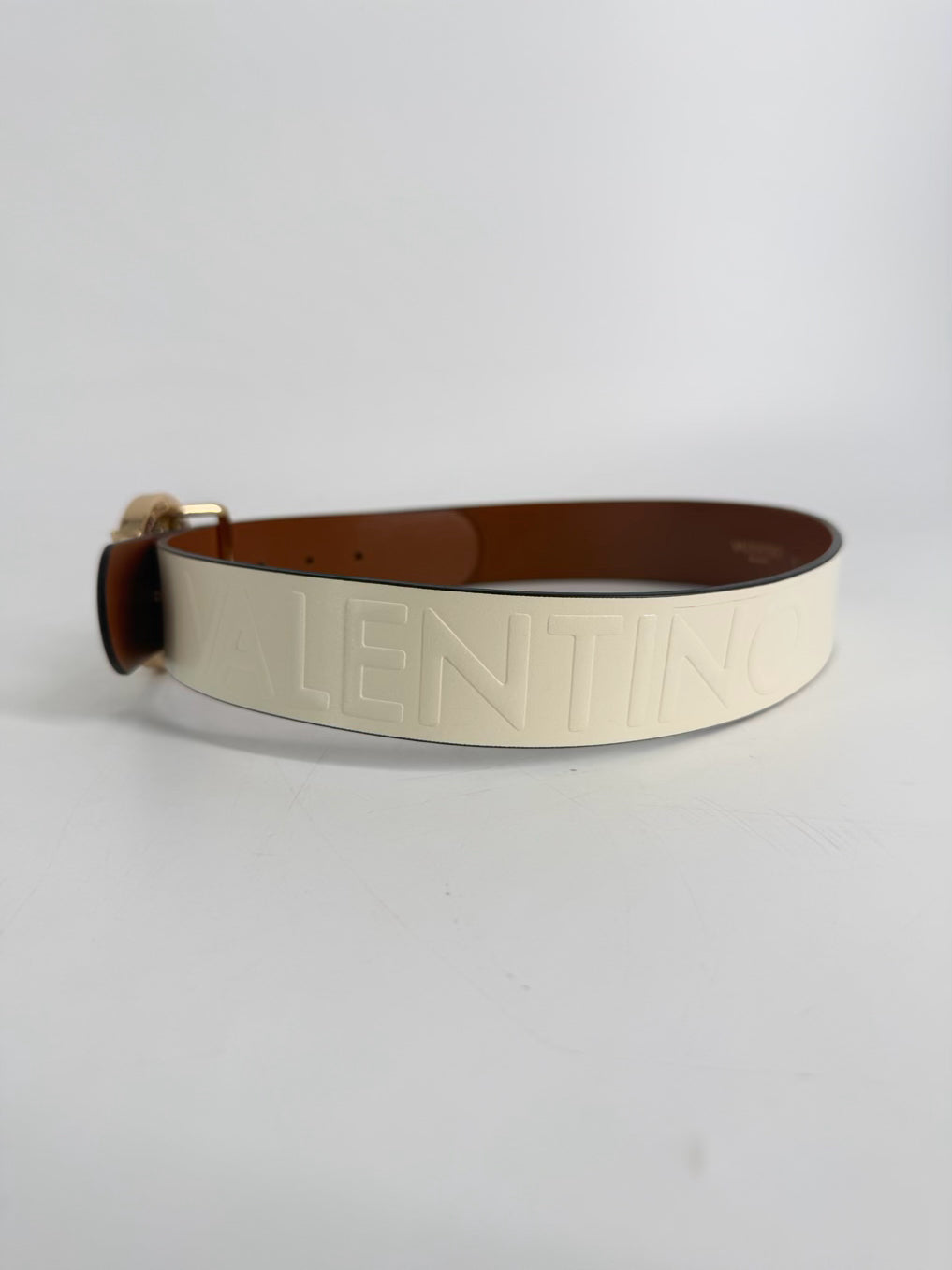 VALENTINO By MARIO VALENTINO sm Cream & Brown Leather Belt