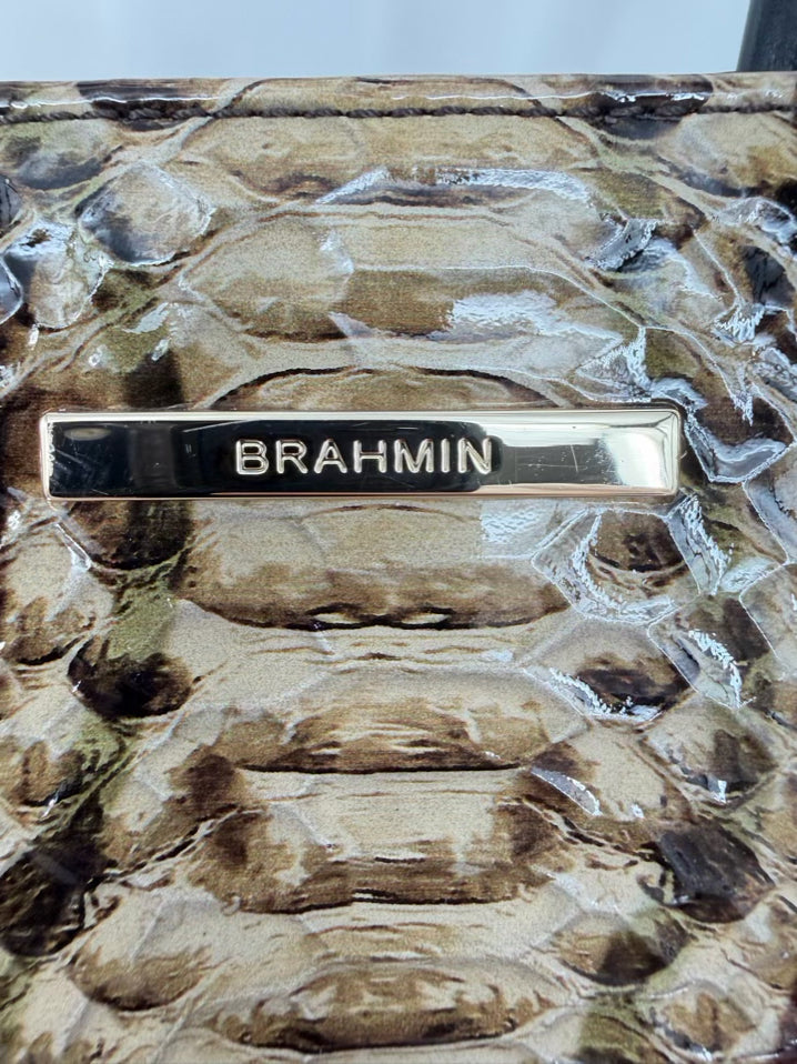 BRAHMIN Black & Brown Leather Embossed Purse