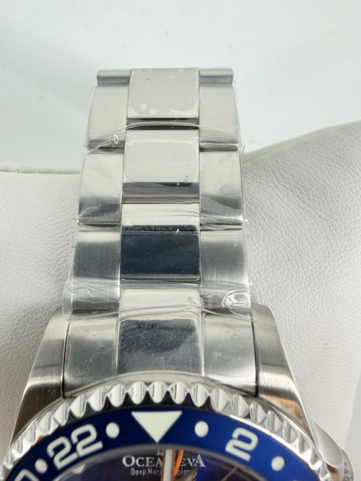 OCEANEVA Blue & Orange Stainless Steel Automatic Watch w/ Box