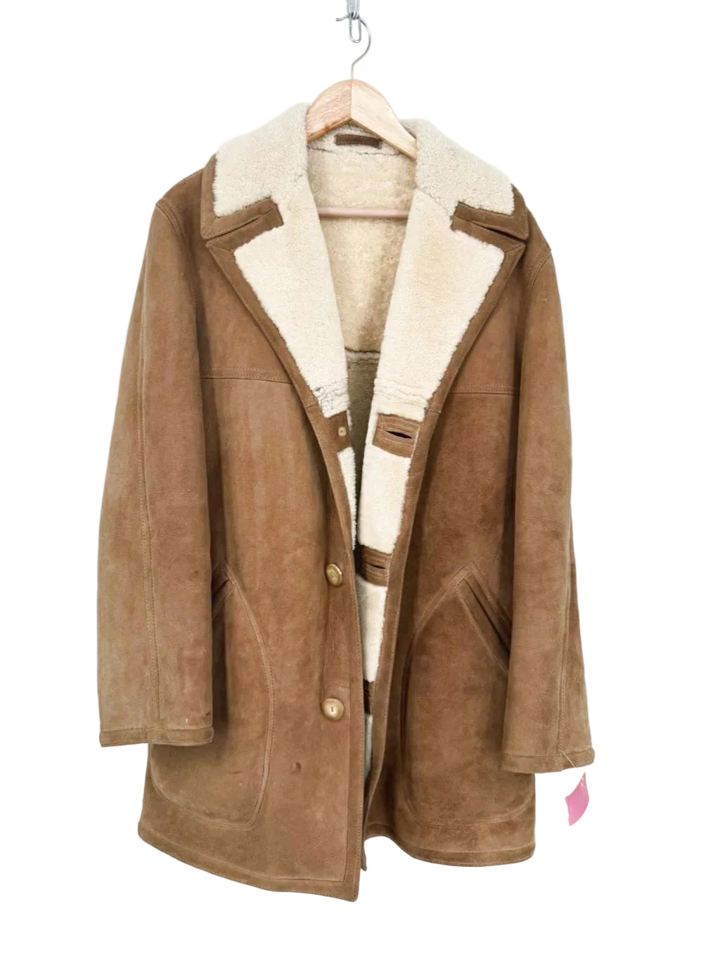 SAWYER OF NAPA Men's Size 40 Tan & Beige Shearling Suede Coat