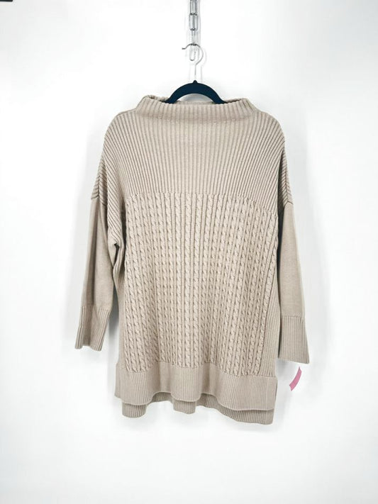 BARBOUR Size L Latte Cable Knit Sweater