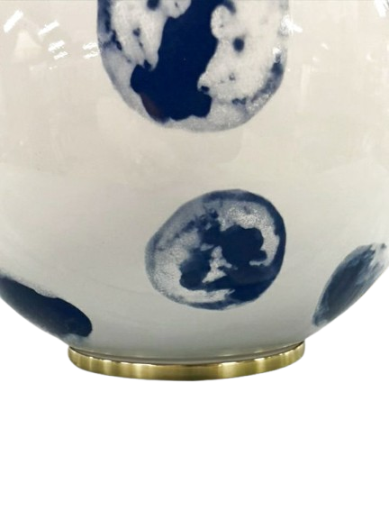 HUDSON VALLEY White & Blue Ceramic Dots Pair Of Lamp w/ Shades