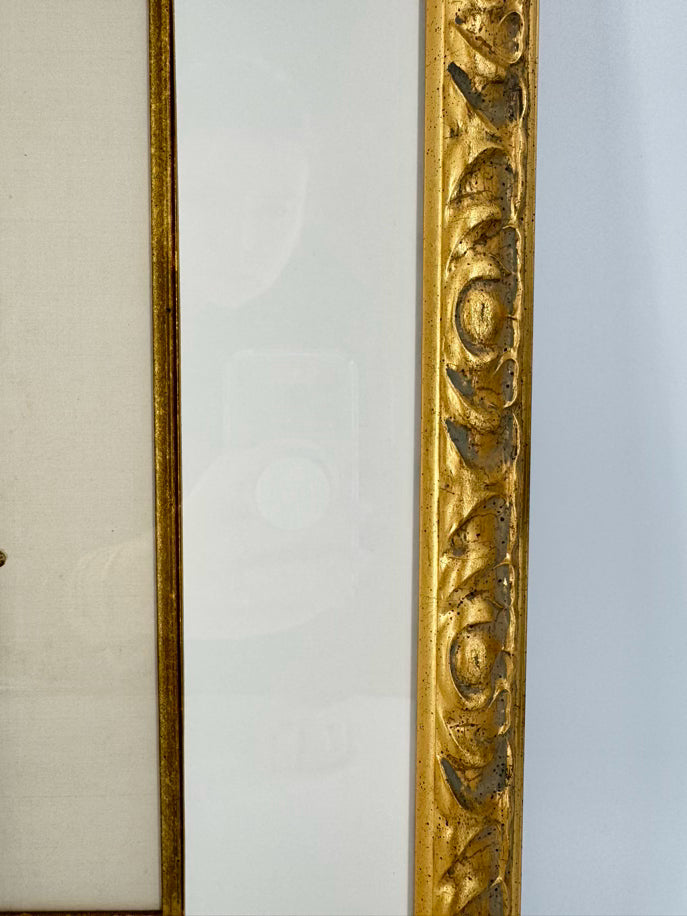 CHELSEA HOUSE Yellow Flower w/ Butterfly Painting on Silk in Gold Frame