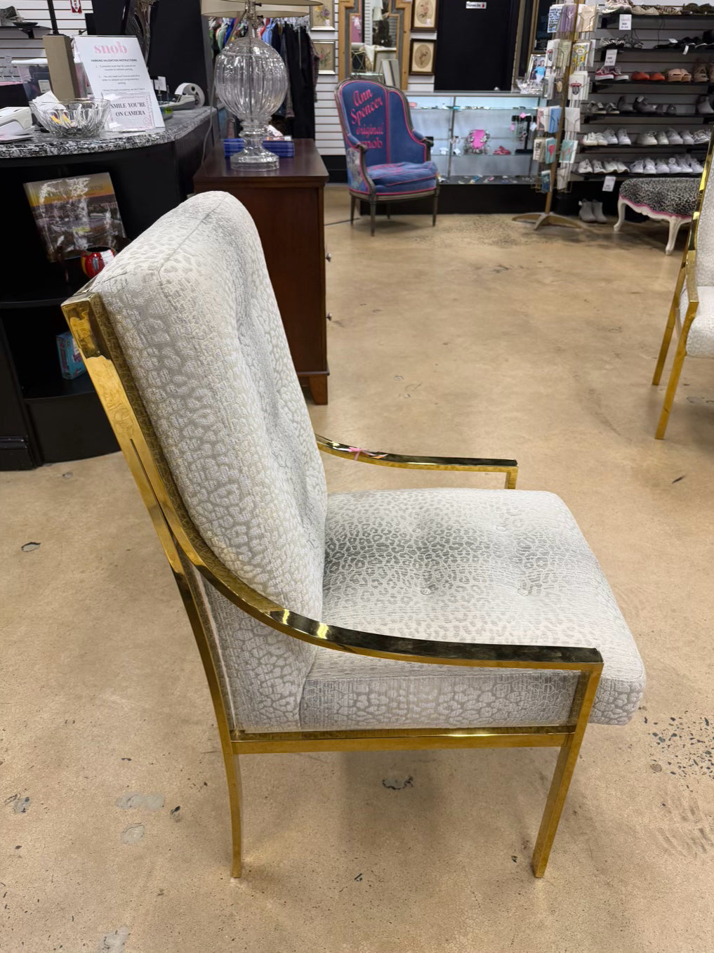Contemporary Gold Metal Pair Of Animal Print Chairs