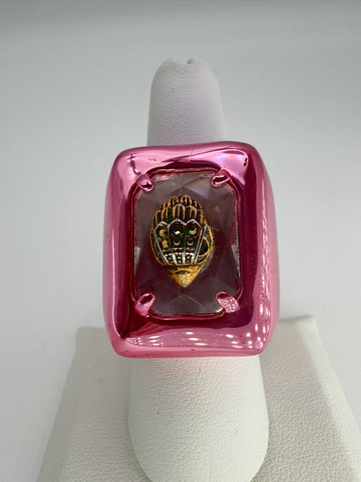 KURT GEIGER Mettalic Pink Earring & Ring Set