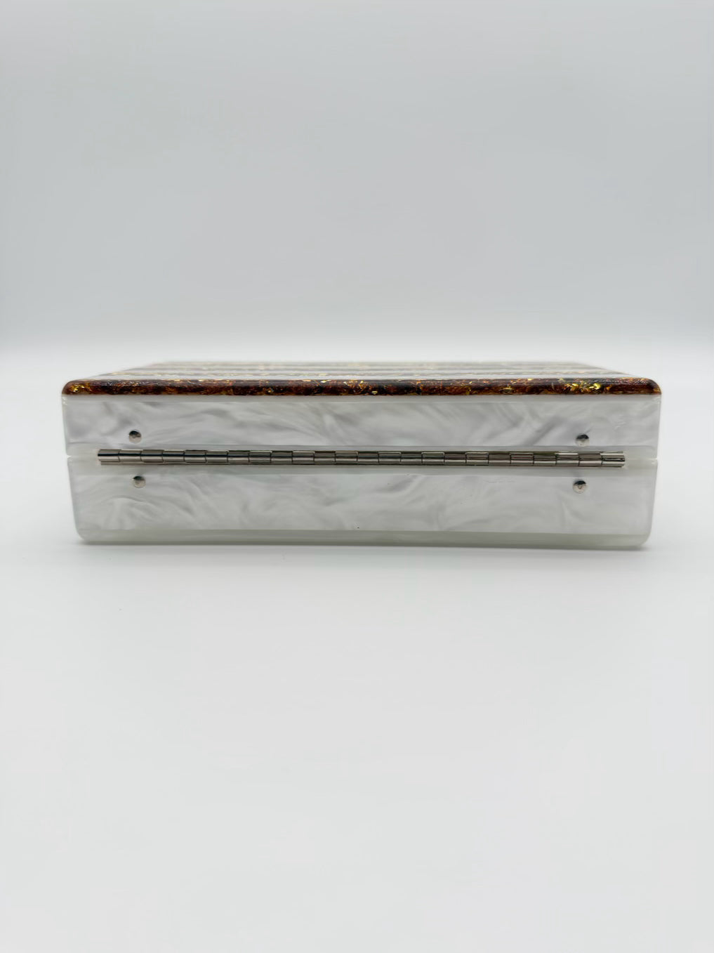 EDIE PARKER Cream & Gold Jean Acrylic Stripe Clutch Bag