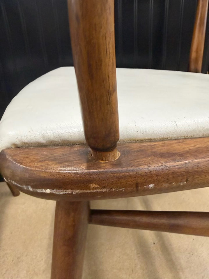 BOLING CHAIR CO By Jack Cartwright Mid Century Modern Wood & Leather Pair Of Charter Armchairs