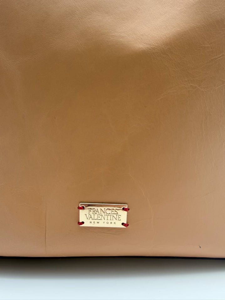 FRANCES VALENTINE Sand Leather Bucket Shoulder Bag