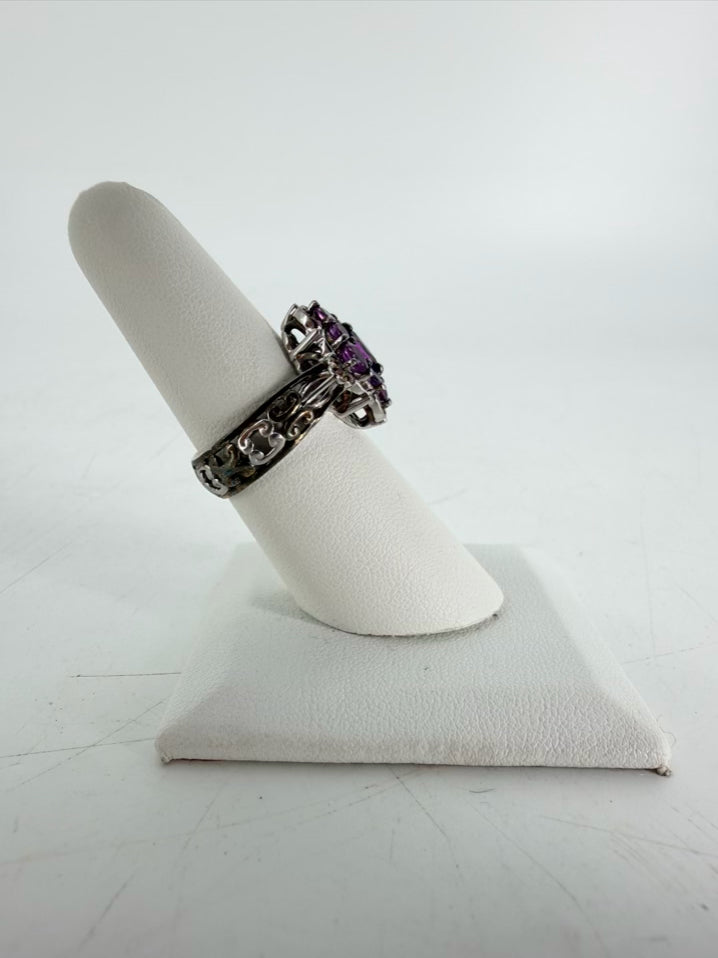 STERLING SILVER Purple Amethyst look Ring