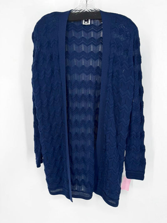MISSONI Size 42 Navy Zig Zag Knit Cardigan