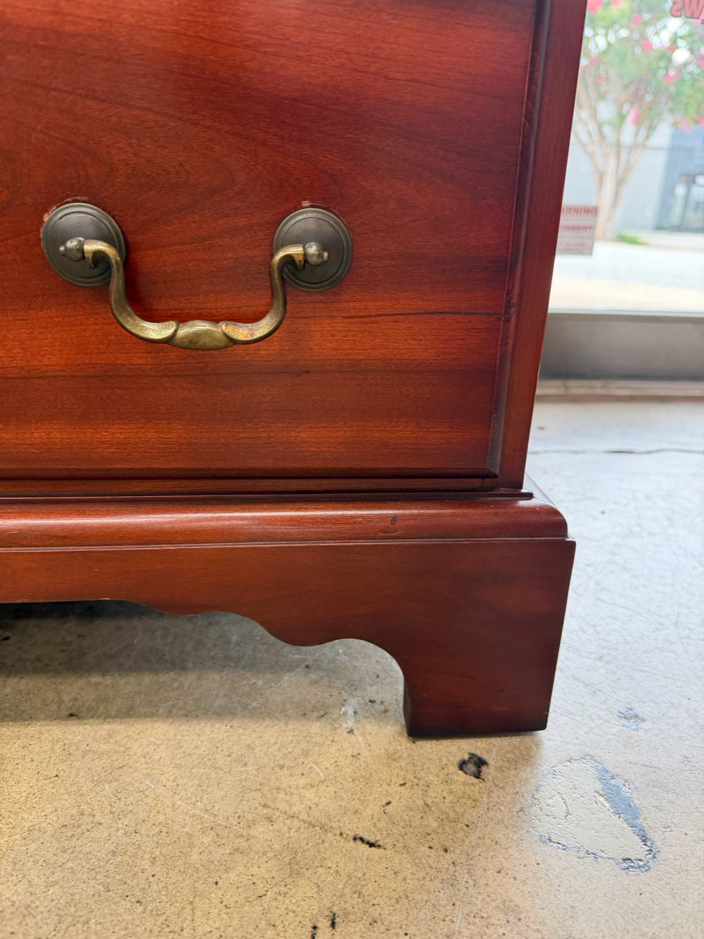 ANTIQUE Dark Brown Wood Chest w/ Cutout Key Hole Design