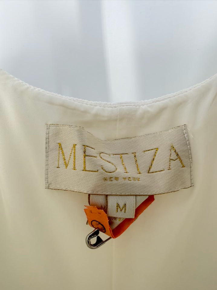 MESTIZA Size M White Tassels Maxi-Dress