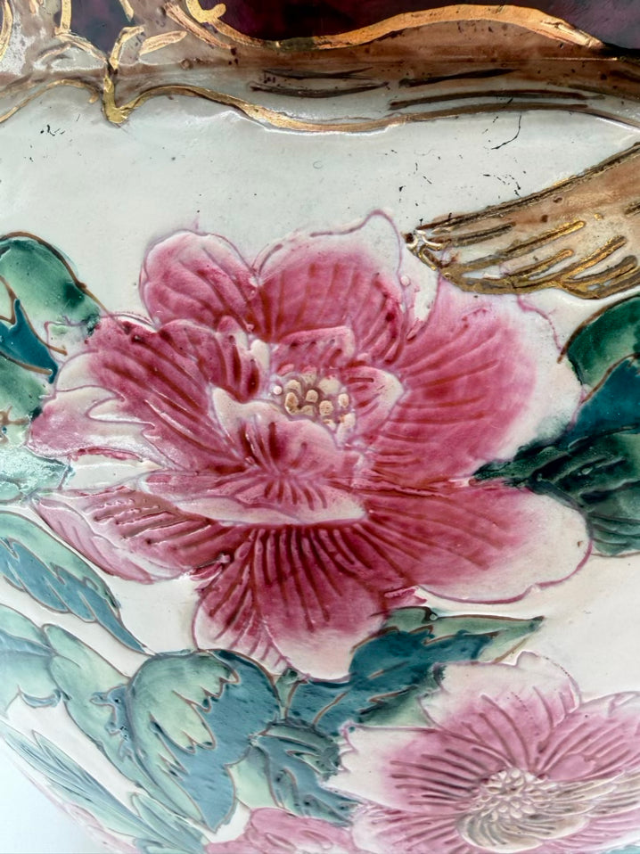 ANDREA BY SEDAK Pink, Cream & Green Porcelain Fish Bowl Planter