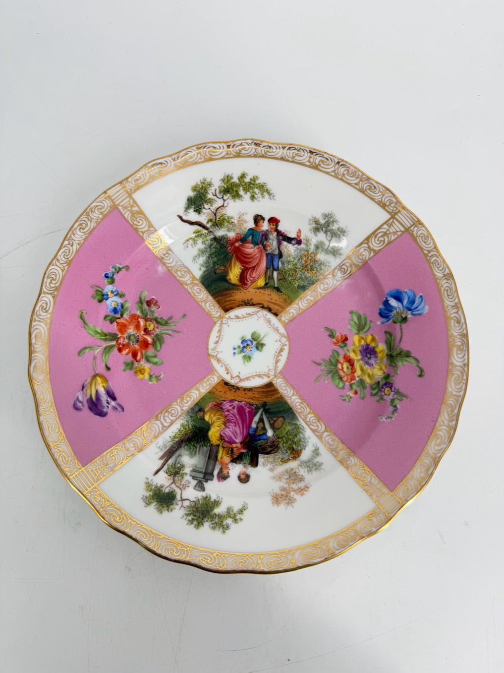 DRESDEN Multi Colored Porcelain Set Of 11 Plates w/ Flower Design