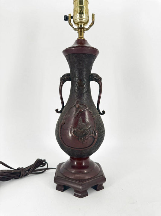 Brown & Red Ceramic Bird Design Lamp