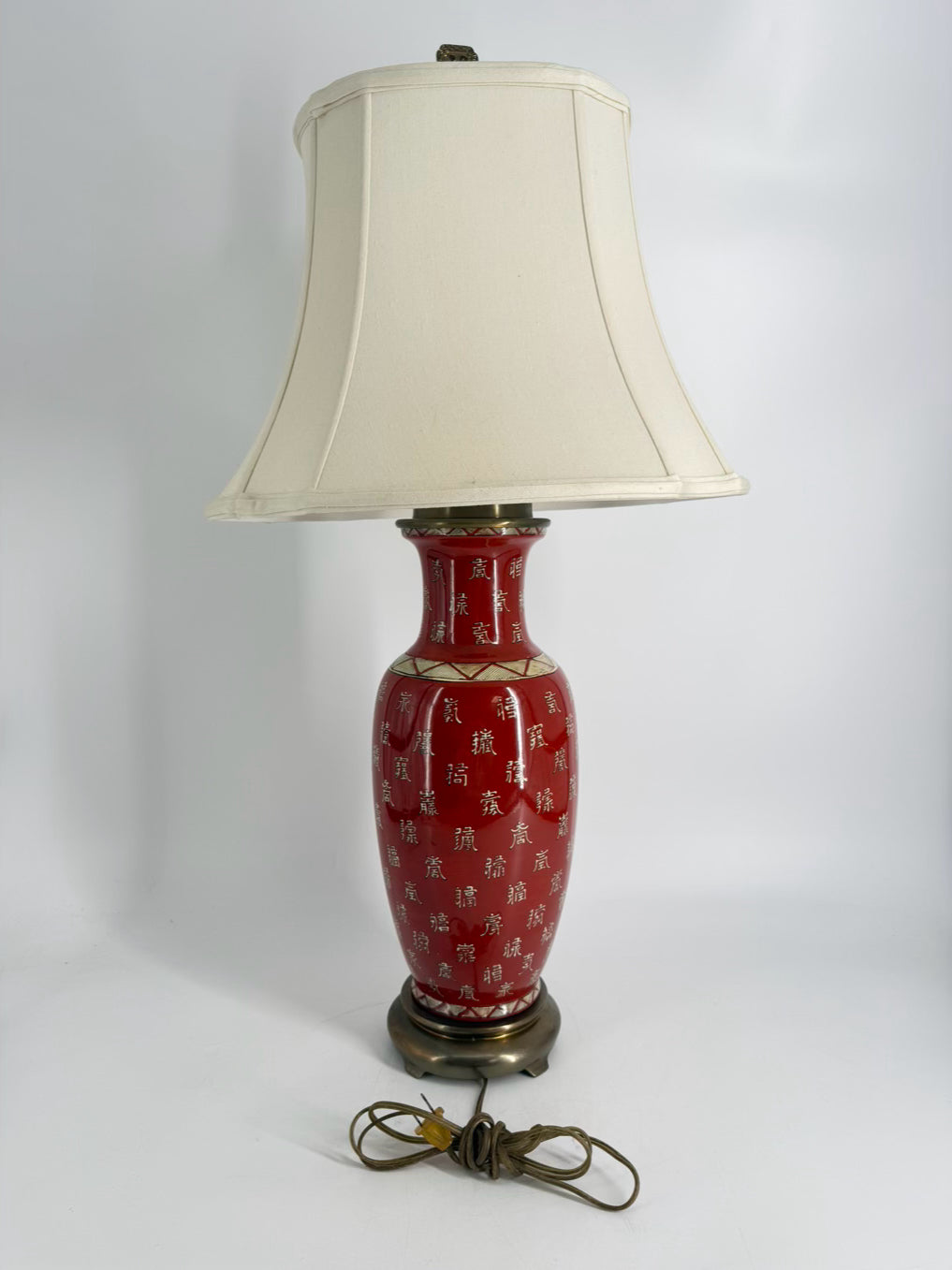 Rust & Gold Oriental Style Lamp w/ White Shade