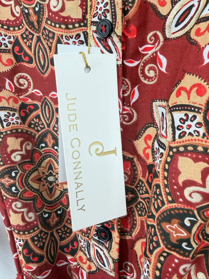 JUDE CONNALLY Roxie Wmn's Size XS Rust Print Floral Maxi-Dress NWT