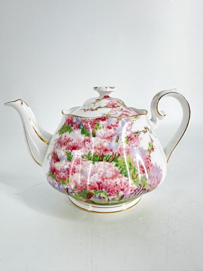 ROYAL ALBERT Pink & Green Bone China Blossom Time Tea Pot