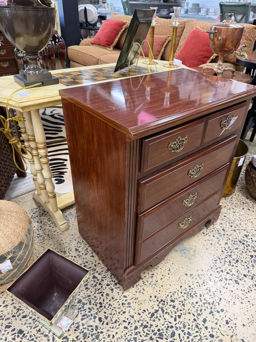 Dark Brown Wood 3 Drawer Chest