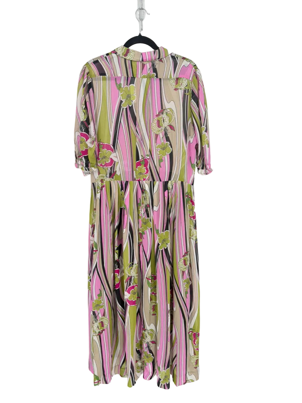 BURU Size XL Green & Pink Floral Maxi-Dress NWT