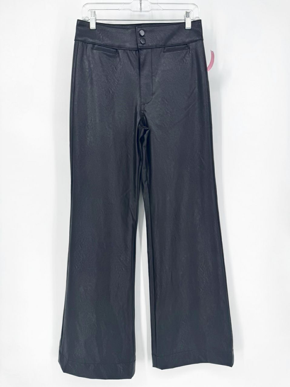 ASKK NY Size 28 Black Faux Leather Wide Leg Pants
