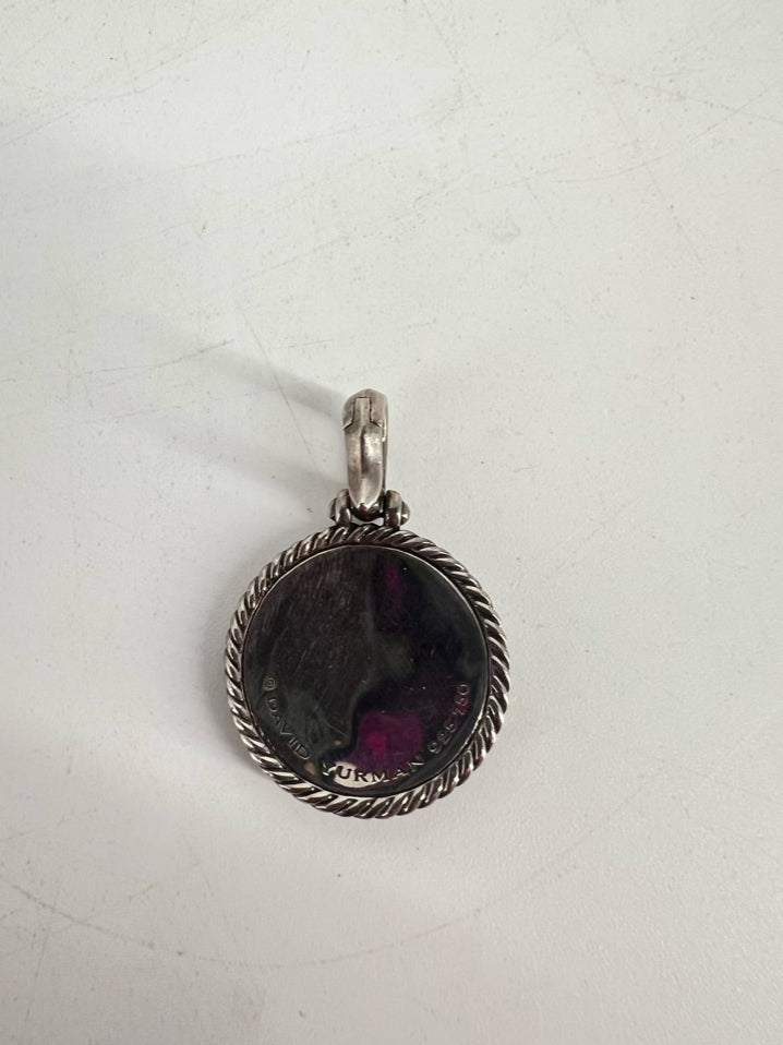 DAVID YURMAN STERLING SILVER & PAVE DIAMONDS 18K Round Moon & Star Pendant