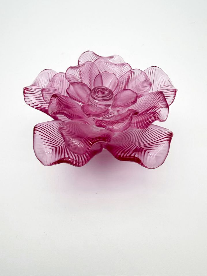 WATERFORD Pink Crystal Flower Paperweight