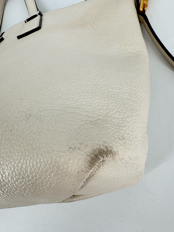 TORY BURCH Cream Leather Purse