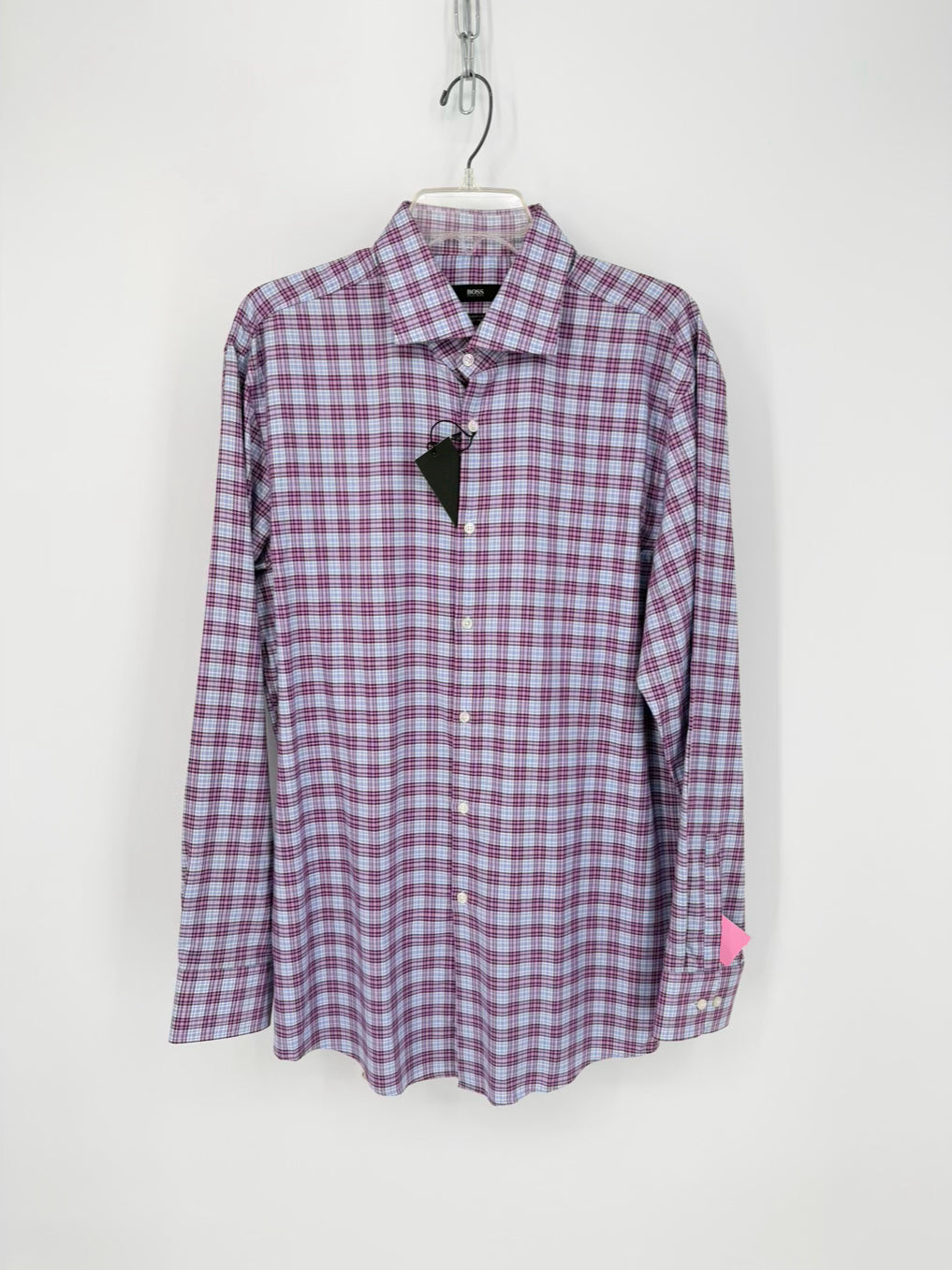 BOSS HUGO BOSS Size 34/35 Purple & Blue Long Sleeve Shirt NWT