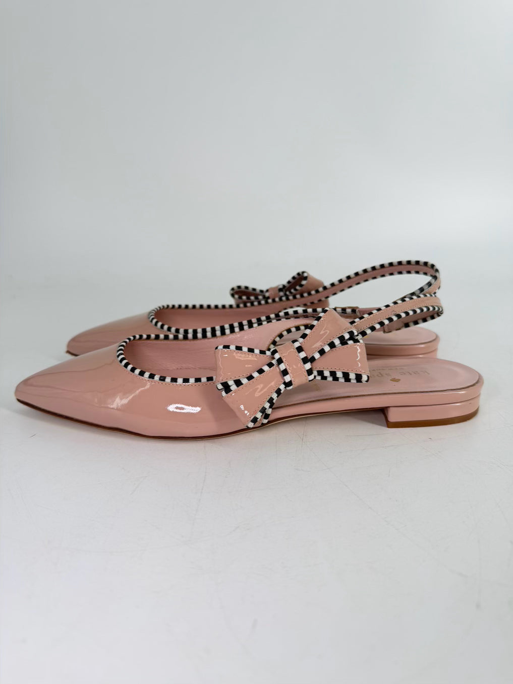 KATE SPADE Women's Size 7.5 Cream & Black Bow Detail Flats
