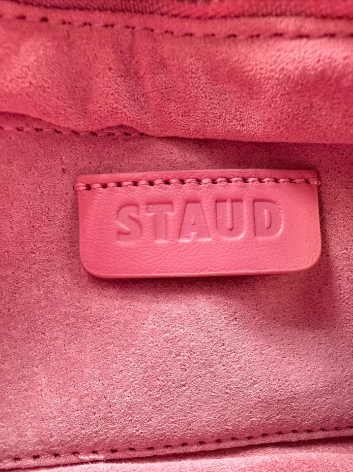 STAUD Pink Leather Evening Bag