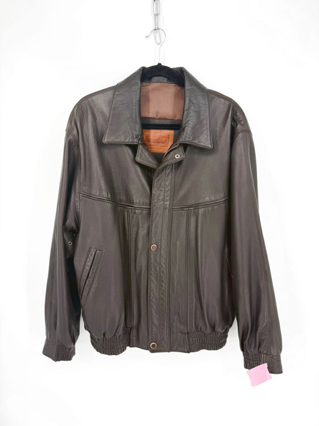 BARCELINO Men's Size 52 Dark Brown Leather Jacket