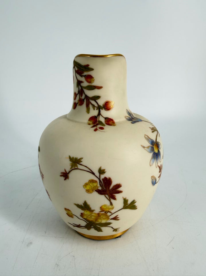ROYAL WORCESTER Cream, Green & Blue Flatback Pitcher