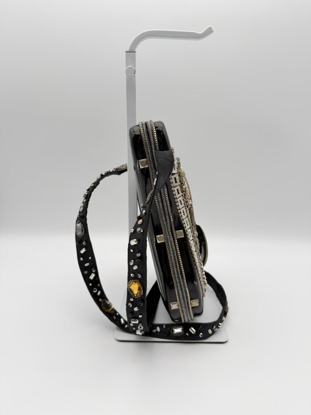 MARY FRANCES Greatest Hits Black & White Guitar Shape Purse