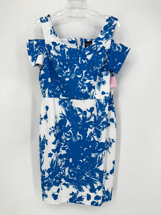 BIGIO Size 12 White & Blue Floral Sleeveless Dress