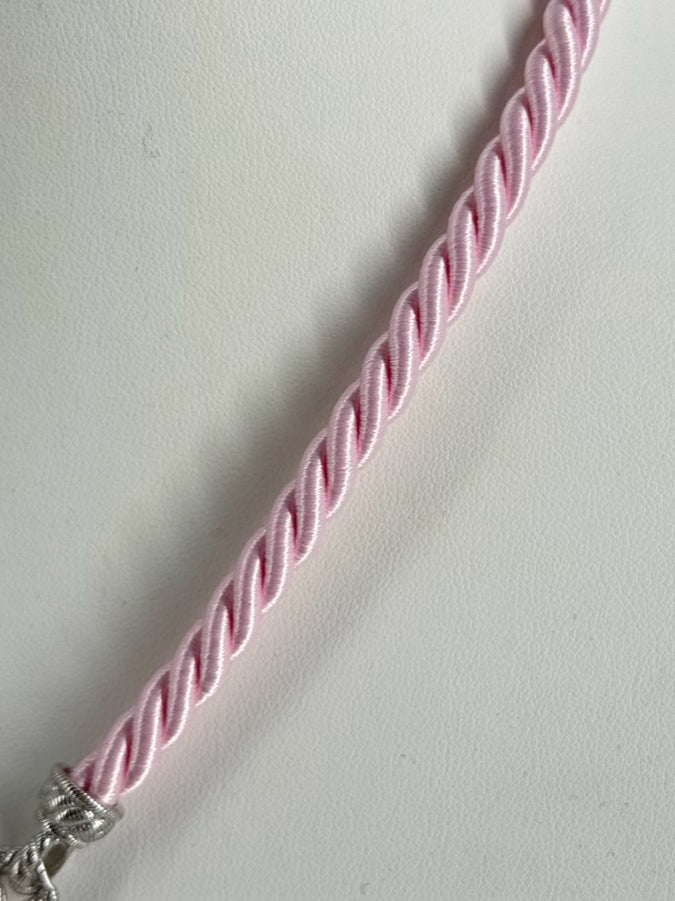 JUDITH RIPKA STERLING SILVER & Cubic Zirconia Pink Cord Necklace