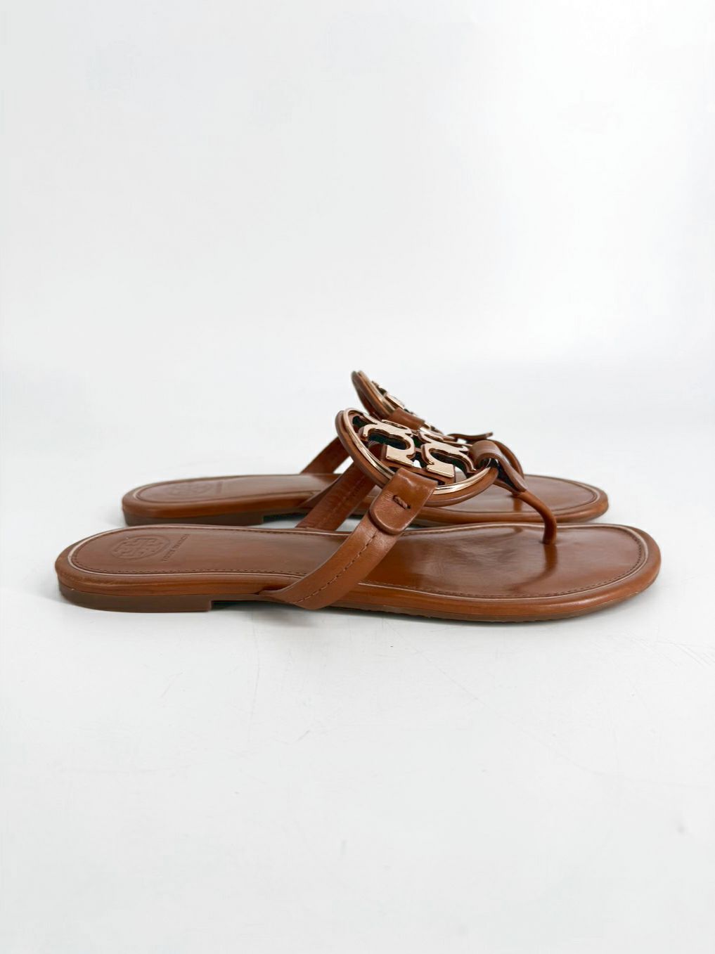TORY BURCH Size 9 Cognac Monogram Sandals