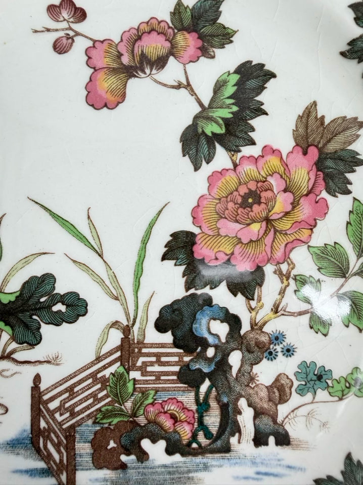 WEDGWOOD White, Rose & Green China Eastern Flowers Set Of 12 Dessert Plates