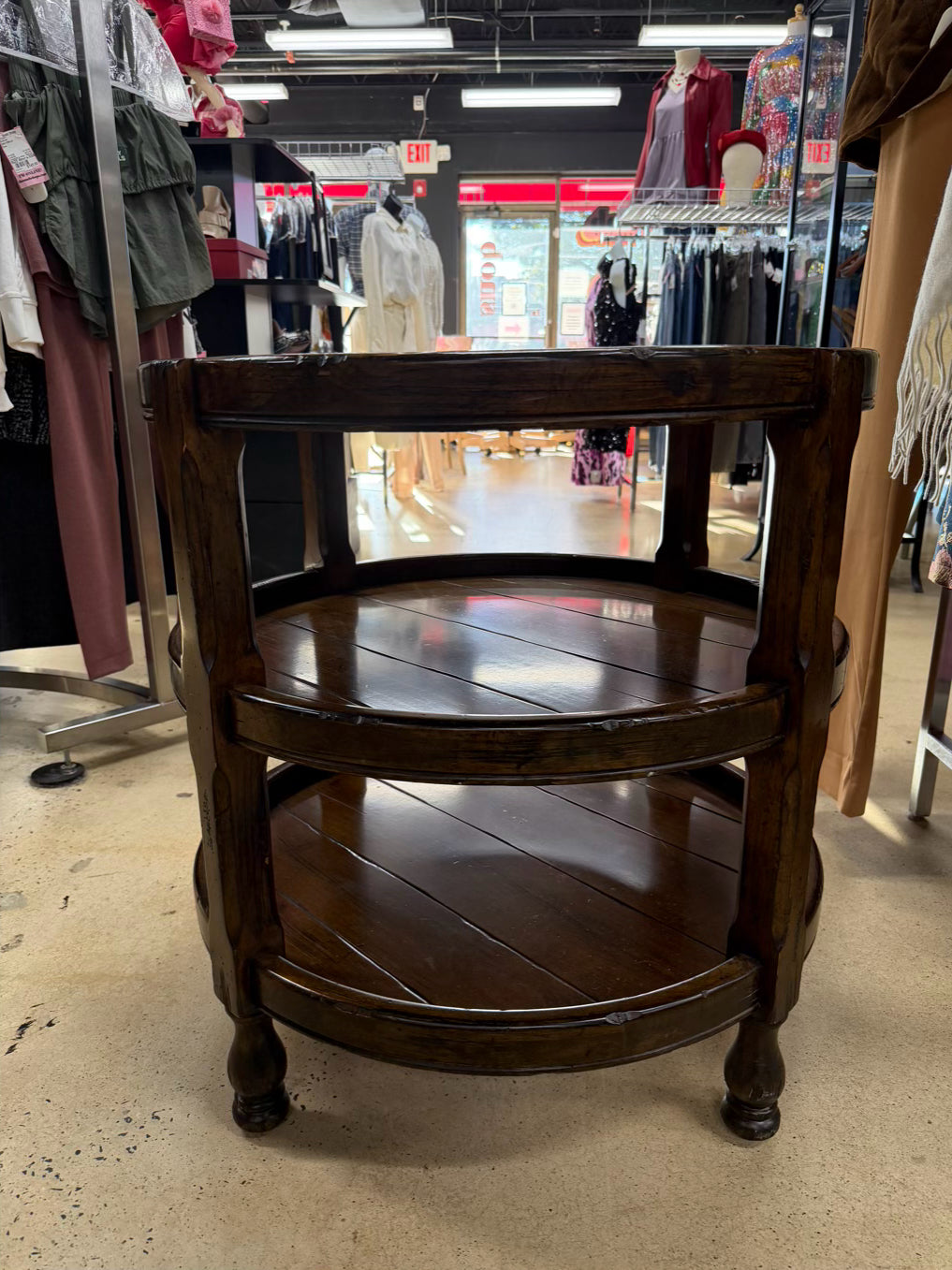 Dark Wood Round Occasional 3 Tier Table